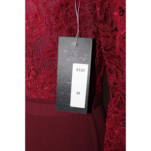 Eva USA #3310 Lace and Jersey Formal Gown-Size M-BURGUNDY NWTags - Picture 7 of 7